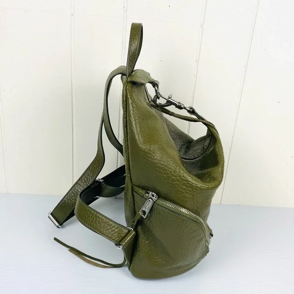NEW Rebecca Minkoff Julian Backpack Olive Green Bubbled Lamb Leather - Picture 6 of 13